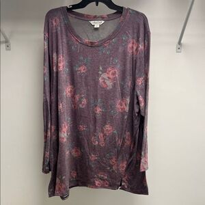 Coldwater Creek Mauve Floral Long Sleeve Top